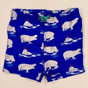 New Baby Boden Hippo Swim Shorts Boys 6-12M Hippopotamus Beach Pool Summer Lined